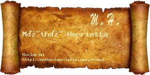 Máthé Henrietta névjegykártya